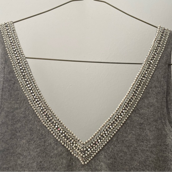 J. Crew gray cashmere beaded tank top - Picture 2 of 7